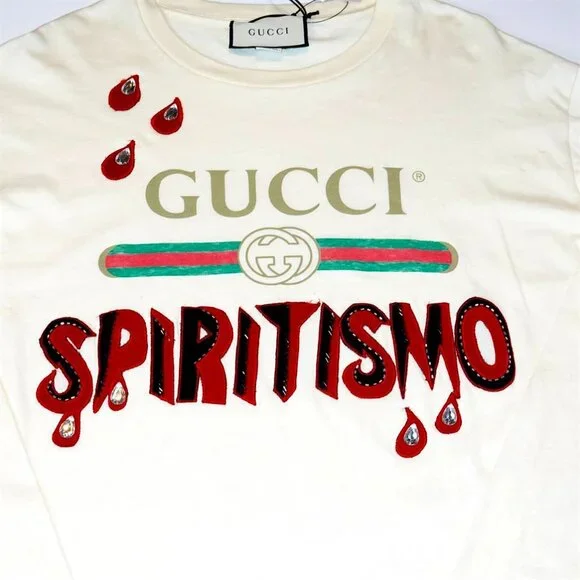 Gucci Spiritismo Oversized Long Sleeve T-shirt in Cream - Picture 1 of 7